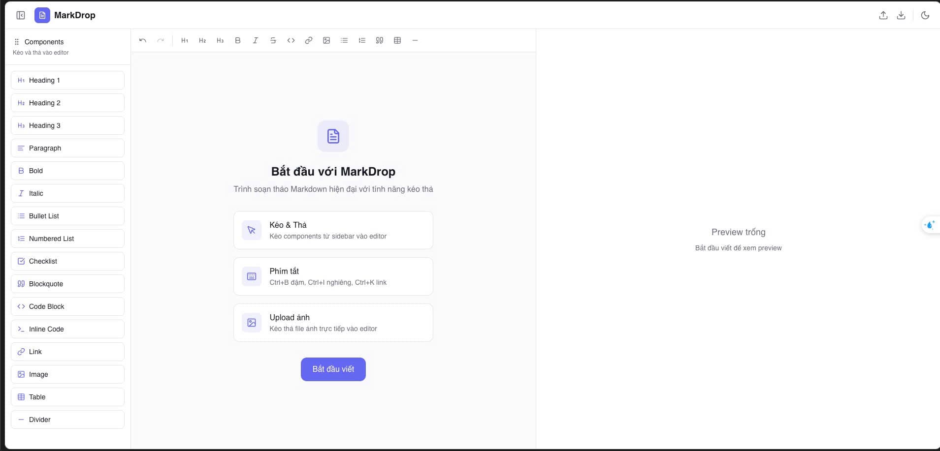 MarkDrop Drag & Drop Markdown Editor